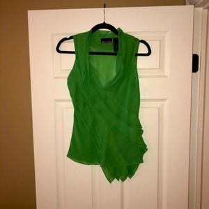 Sheer DKNY ruffle v neck top